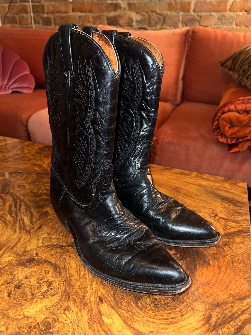 Classic Black Leather Western Cowboy Boots